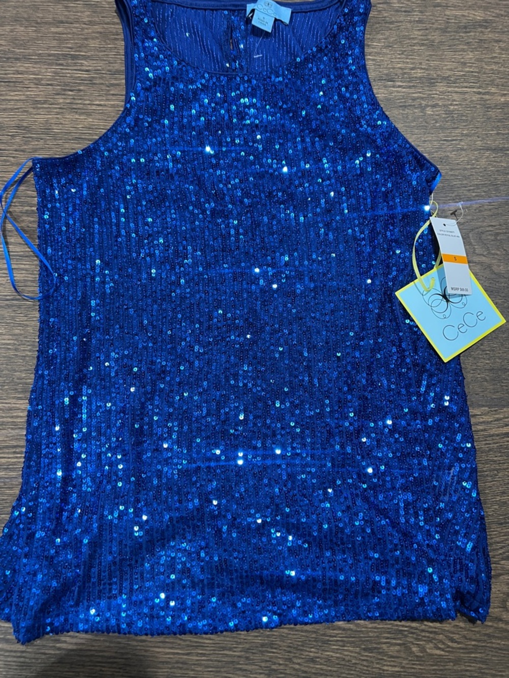 CeCe Cobalt Sequin Tank Top